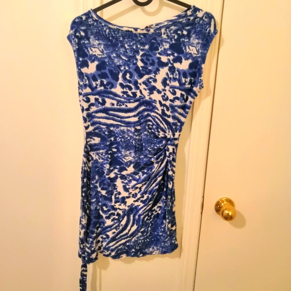 Blue leopard pattern dress